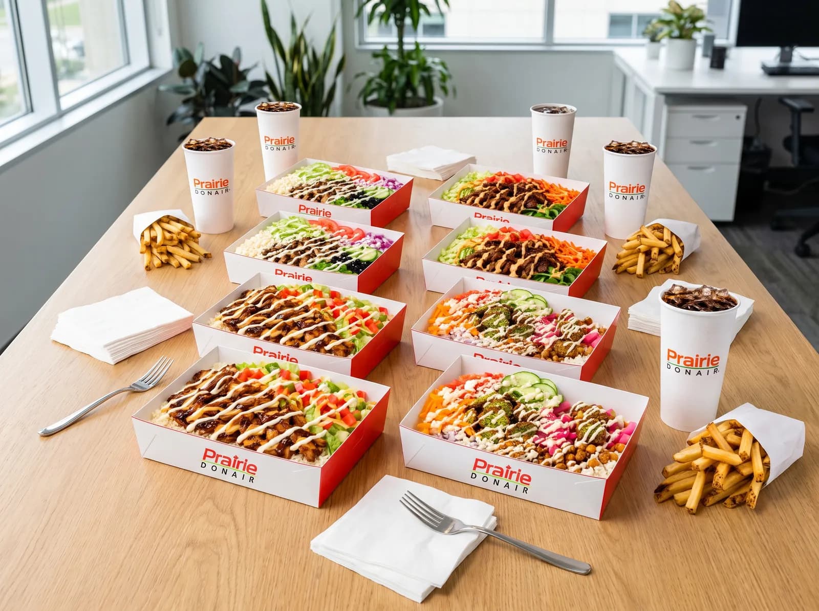 The Rice Bowl Platter — eight signature rice bowls set out on a table