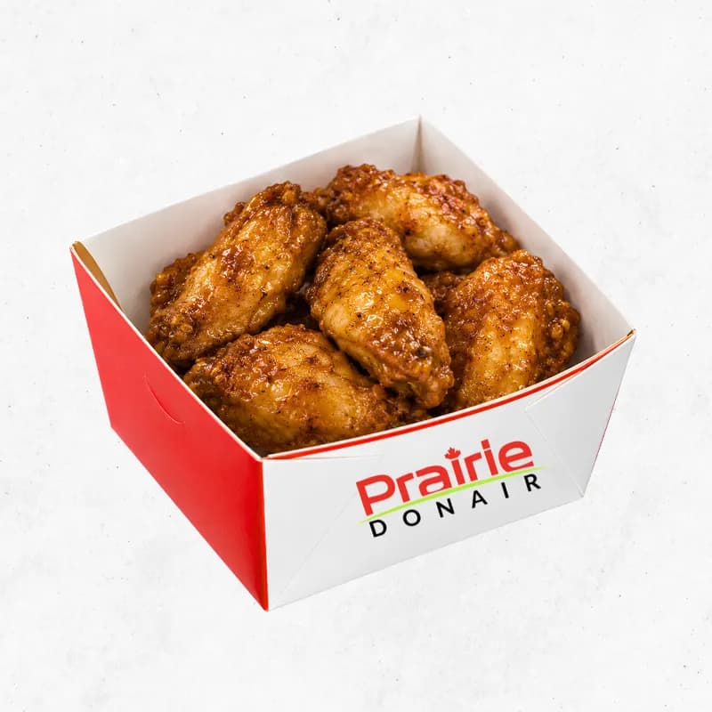 Chicken wings in a Prairie Donair box